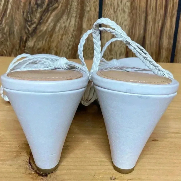 SIGERSON MORRISON White Braided Leather Strappy Wedge Sandal Sz 39 Shoes Maddie - Picture 8 of 10